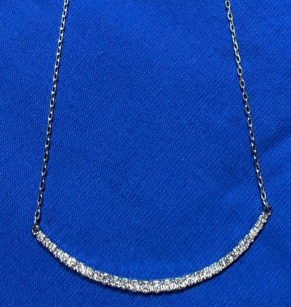 Gold-Tone Curved Pavé Bar Necklace with Adjustable Chain-selling As Is